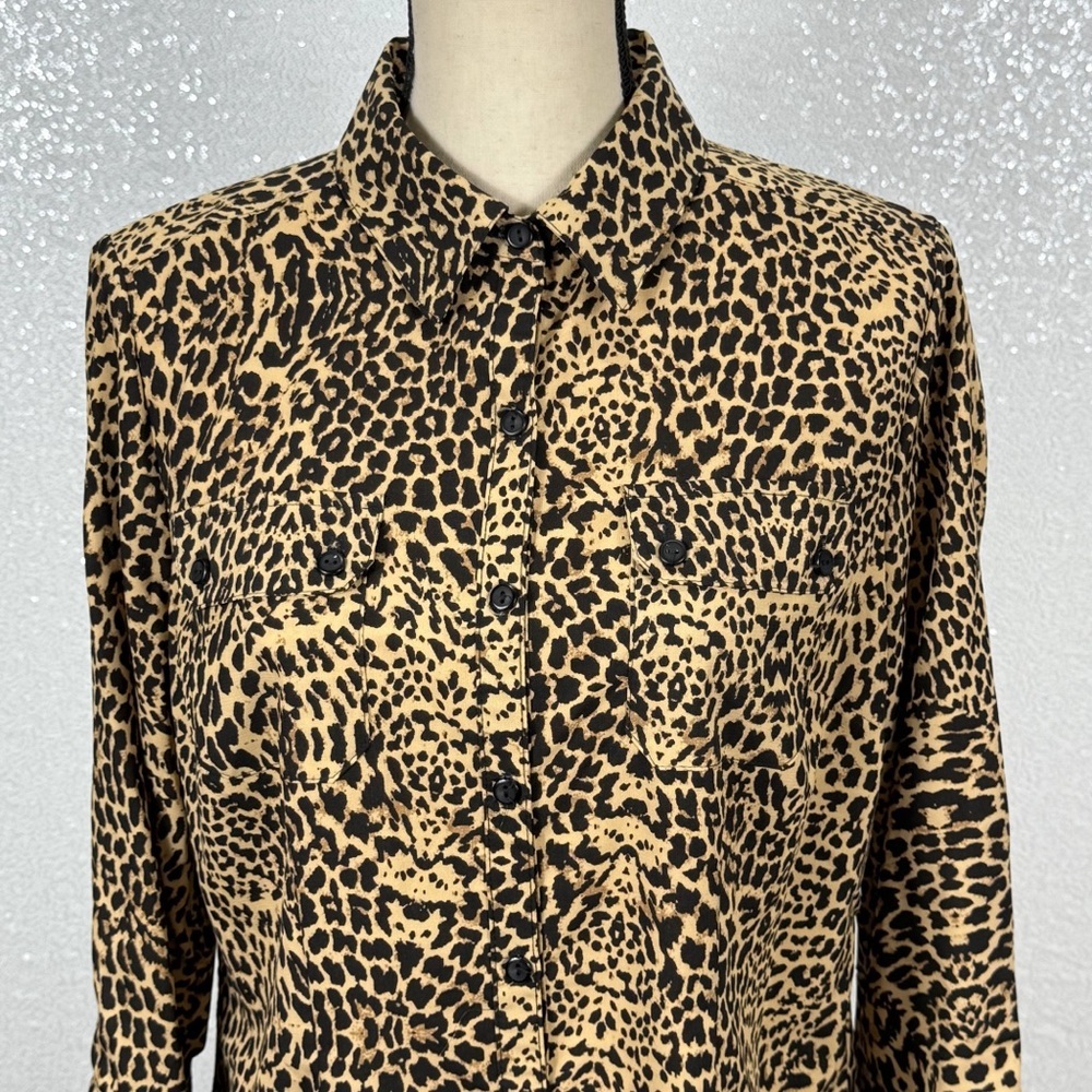 Notations Leopard Print Button-Down Shirt Size Sm… - image 2